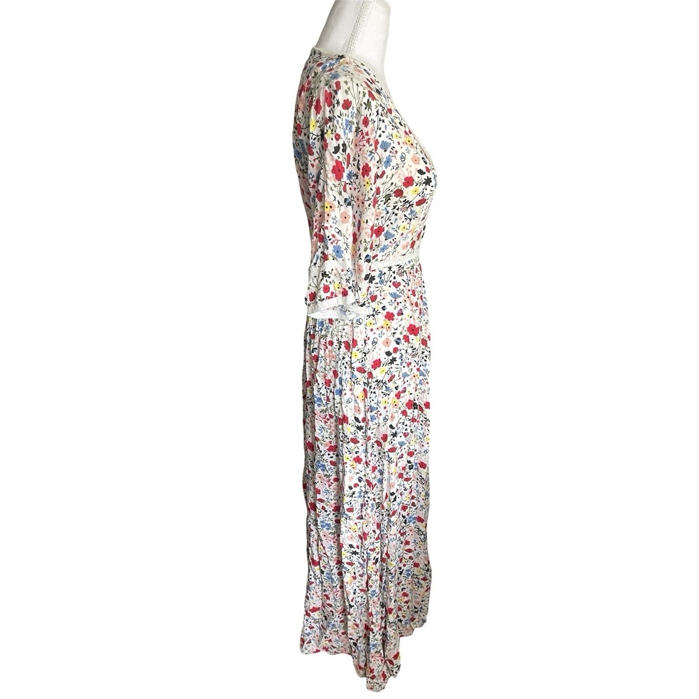 Kos Resort V-Neck Floral Maxi Dress Cottagecore Prairiecore Romantic Sz SMALL - Picture 9 of 16